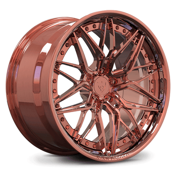 Custom forged rose gold wheel for Toyota Supra A90, featuring sleek design and high-quality aluminum construction.